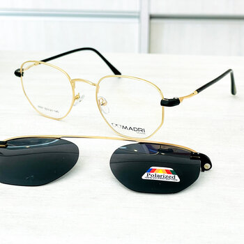 Óculos Unissex Clip-On Polarizado e Lentes de Grau