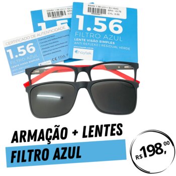 Armação Óculos Para Grau Clip-on 2 em 1 Polarizado + Lentes Filtro Azul