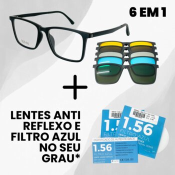 Óculos de Grau Clip-On 6533 C2 + Lentes de Grau Filtro Azul